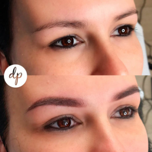 Dermatopigmentatie powderbrows before & after young woman